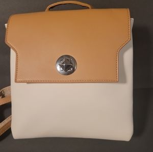 Double color cream and tan backpack
